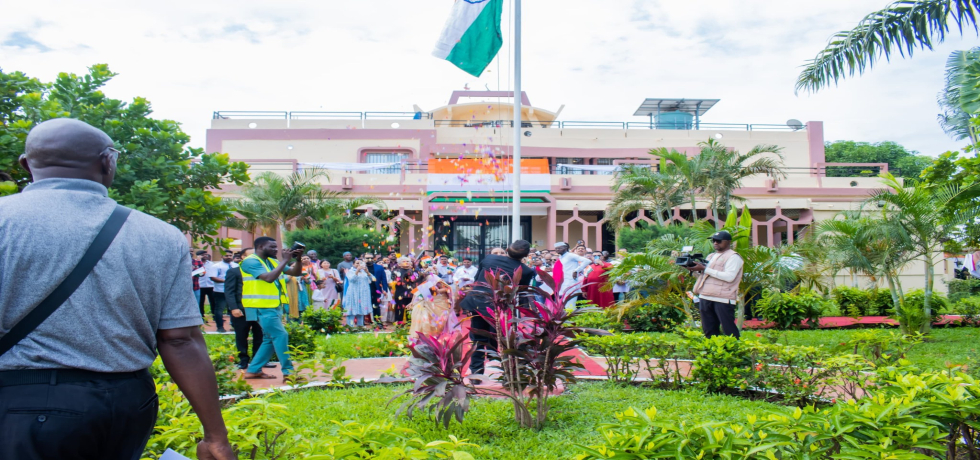 Flag hoisting ceremony of 79th Independence Day of India in Bamako. 