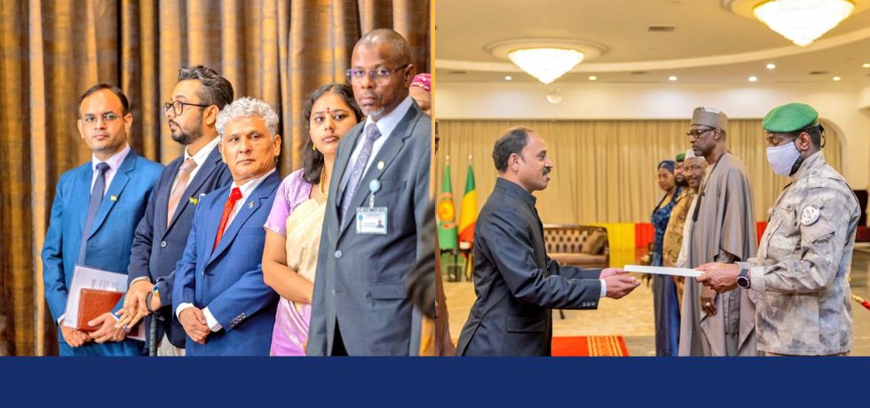 Ambassador of India to Mali H.E. Dr. N. Nandakumar, presented his credentials to H.E. Army General Assimi Goita, Hon’ble President of the Transition on 23 Oct 2025 in an official ceremony at the Presidential Palace, Bamako.