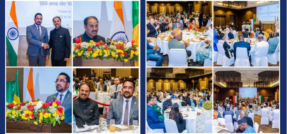 H.E. Mr. Mossa AG ATTAHER, Hon’ble Minister for Malians Living Abroad & African Integration graced the National Day Reception organized by the Embassy on the 77th Republic Day of India. Guests from Mali Govt. CNT, diplomatic corps, civil society, media & Indian diaspora graced the event.