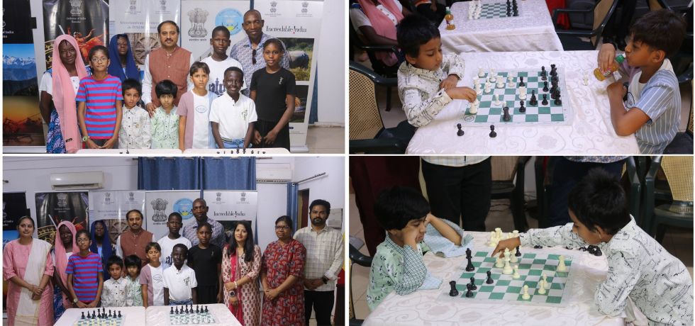 Embassy organized a Chess Competition to celebrate the ICCR Day and Tamil New Year on 18 April 2026. Both Indian and Malian children across age groups participated enthusiastically. Winners were felicitated by Ambassador Dr. N. Nandakumar with prizes and certificates.