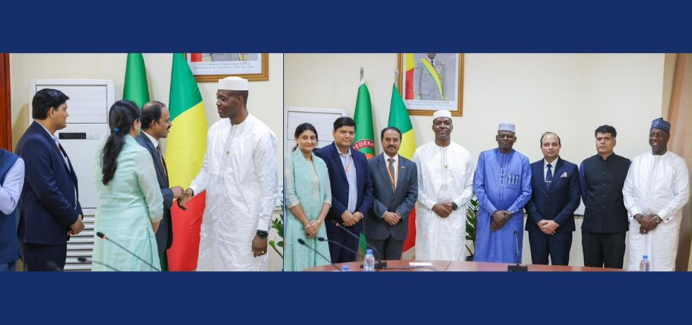  On 19.06.2026, Hon’ble Prime Minister of Mali H.E. Maj. Gen. Abdoulaye Maiga received the Indian delegation to the 1st India-Mali Forum for Promotion of Exports. Discussions focused on further boosting India-Mali bilateral ties including economic cooperation.